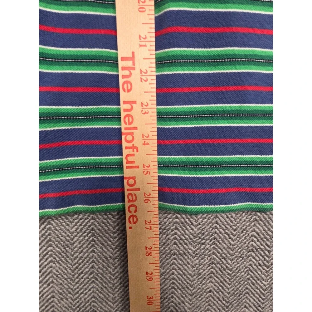 Polo Ralph Lauren Mens Medium Striped Polo Shirt Blue Green Red Short‎ Sleeve M